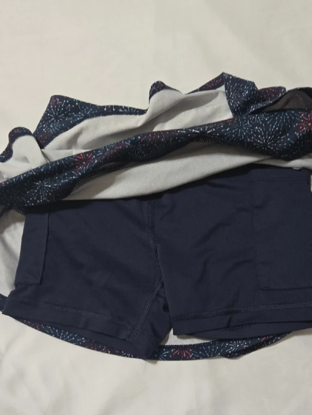 All In Motion Girls Tiered Active Skort Navy Blue Firework Burst